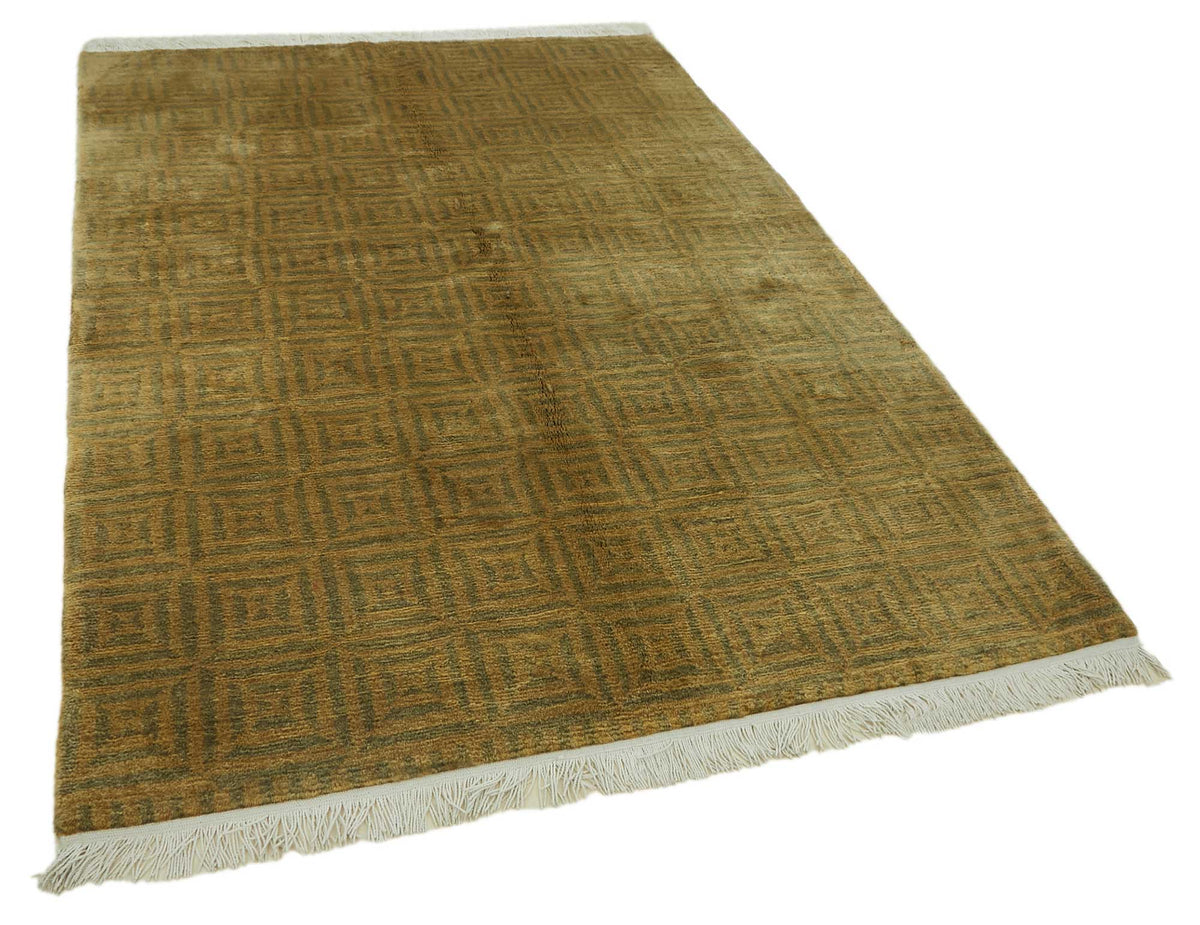 Komve Haki Bej Geometrik Desenli Modern El Dokuma Halı 168x263 cm – genel görünüm