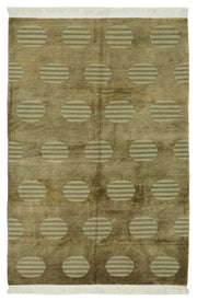 Komve Bej Kahverengi Geometrik Desenli Modern El Dokuma Halı 154x235 cm