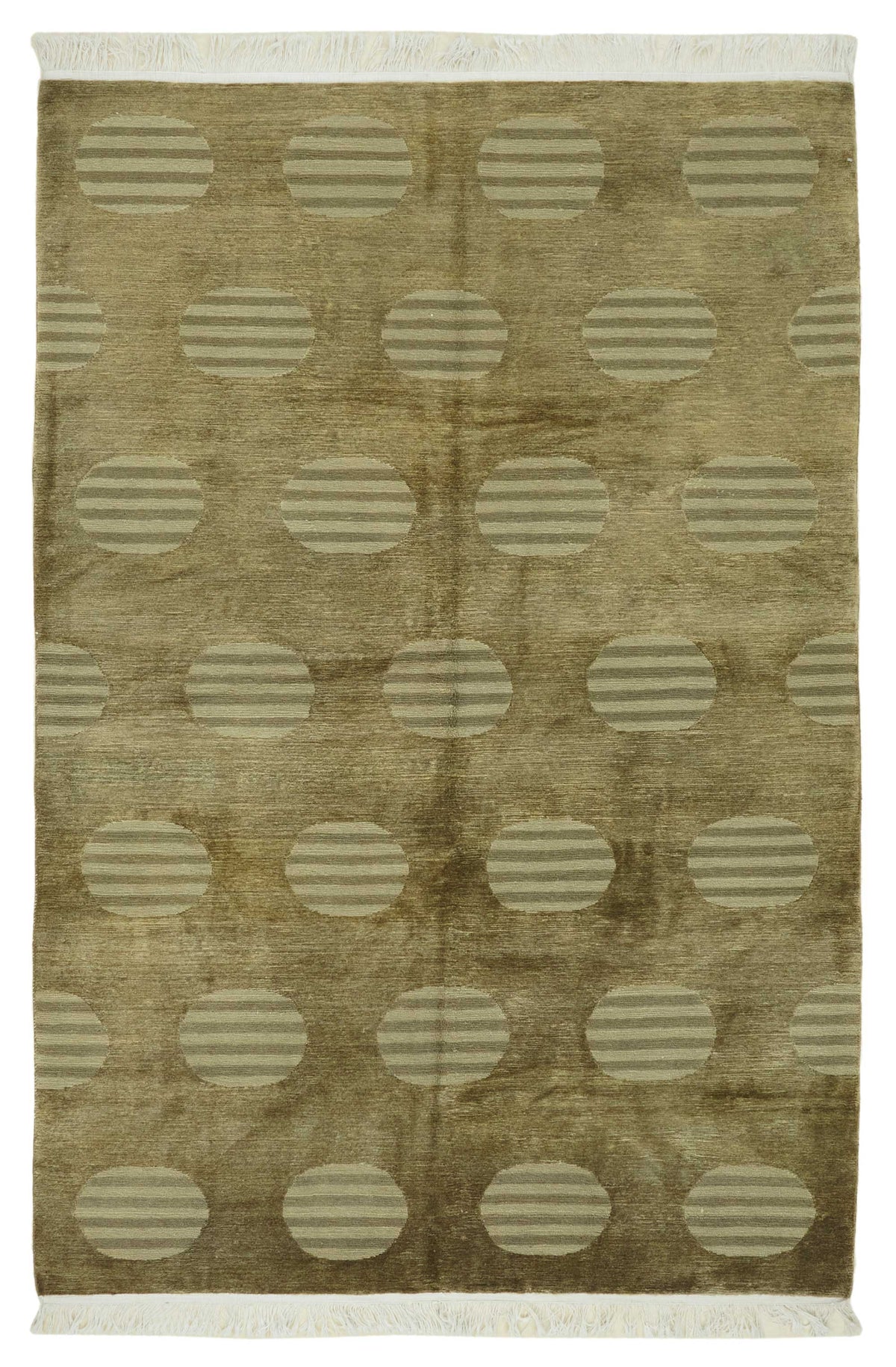Komve Bej Kahverengi Geometrik Desenli Modern El Dokuma Halı 154x235 cm