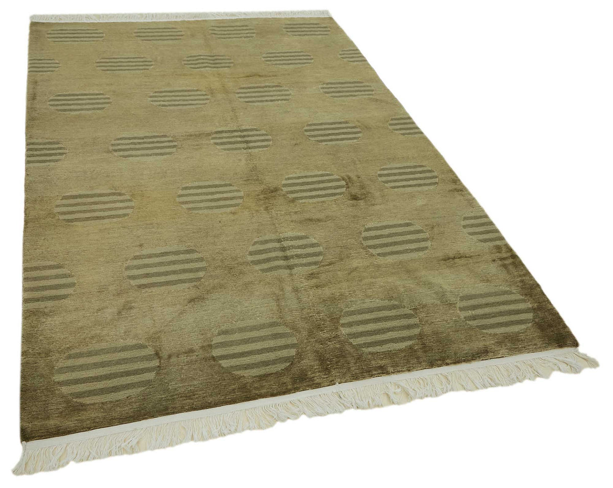 Komve Bej Kahverengi Geometrik Desenli Modern El Dokuma Halı 154x235 cm – genel görünüm