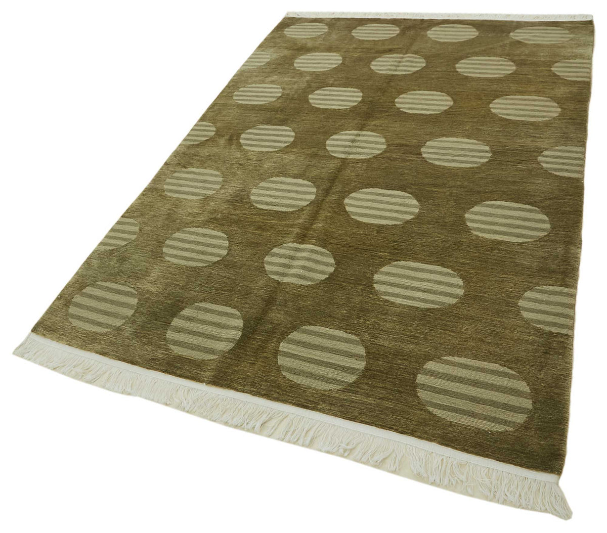 Komve Bej Kahverengi Geometrik Desenli Modern El Dokuma Halı 154x235 cm – doku yakın çekim