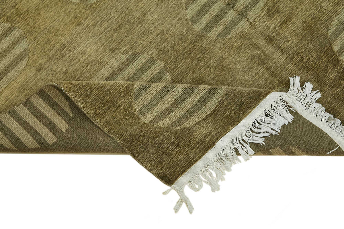 Komve Bej Kahverengi Geometrik Desenli Modern El Dokuma Halı 154x235 cm – kenar detayı