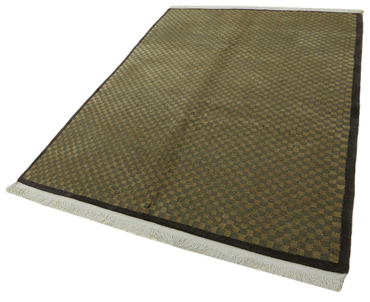 Komve Dokuma Modern Kahverengi Geometrik Desenli Halı 183x274 cm – doku yakın çekim
