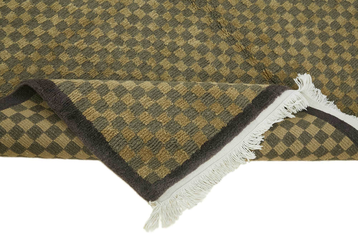 Komve Dokuma Modern Kahverengi Geometrik Desenli Halı 183x274 cm – kenar detayı