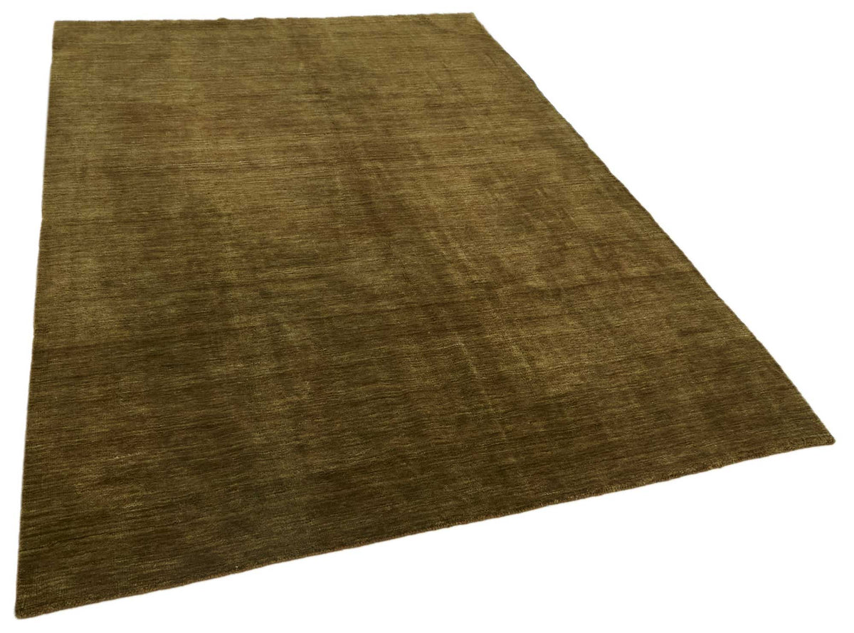 Komve Desensiz Düz Kahverengi ve Yeşil El Dokuma Halı 185x272 cm – genel görünüm