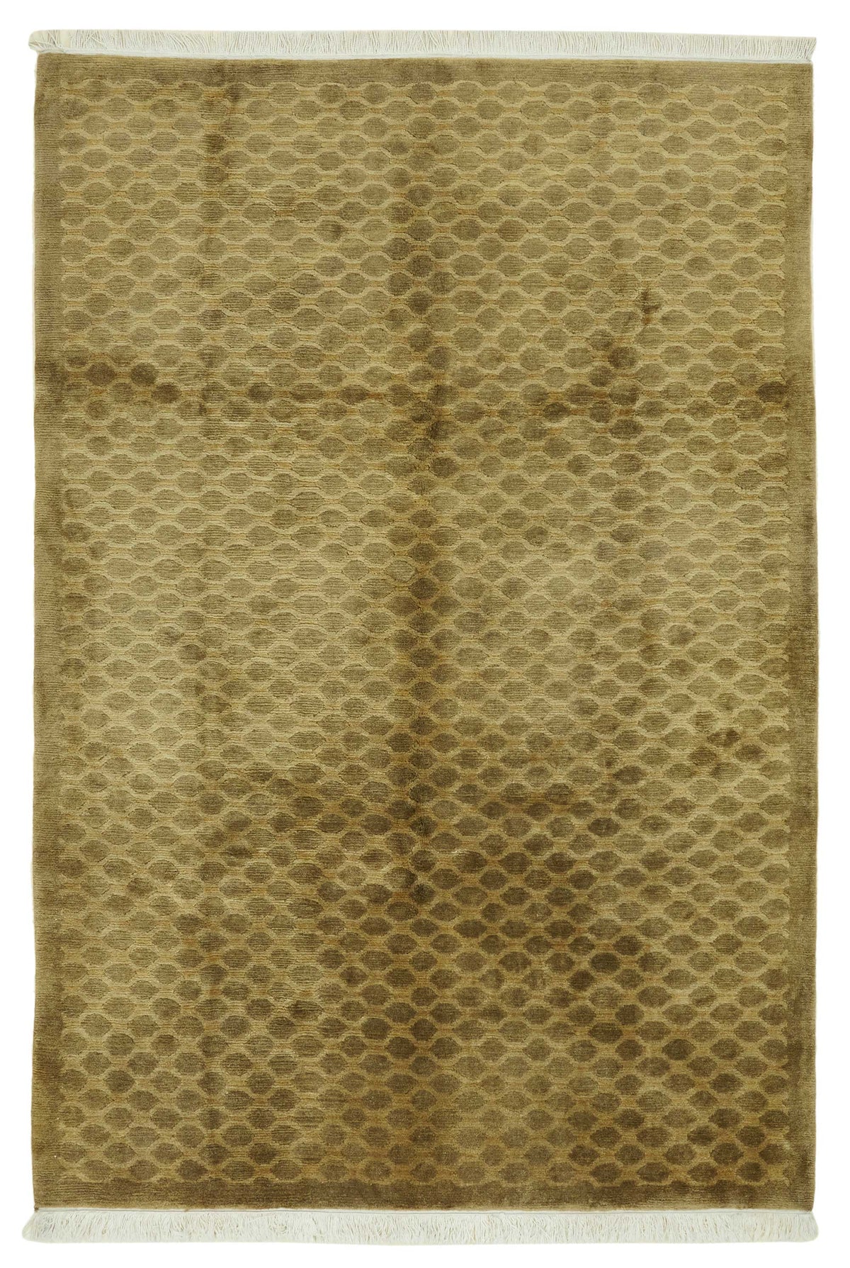 Komve Geometrik Desenli Kahverengi ve Bej Modern Halı 182x278 cm