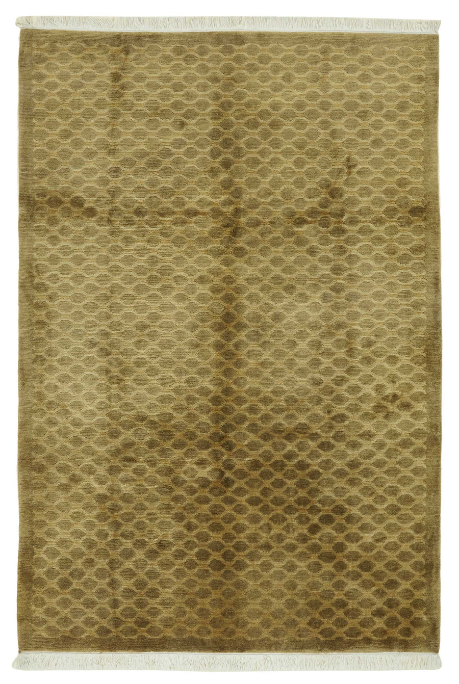 Komve Geometrik Desenli Kahverengi ve Bej Modern Halı 182x278 cm