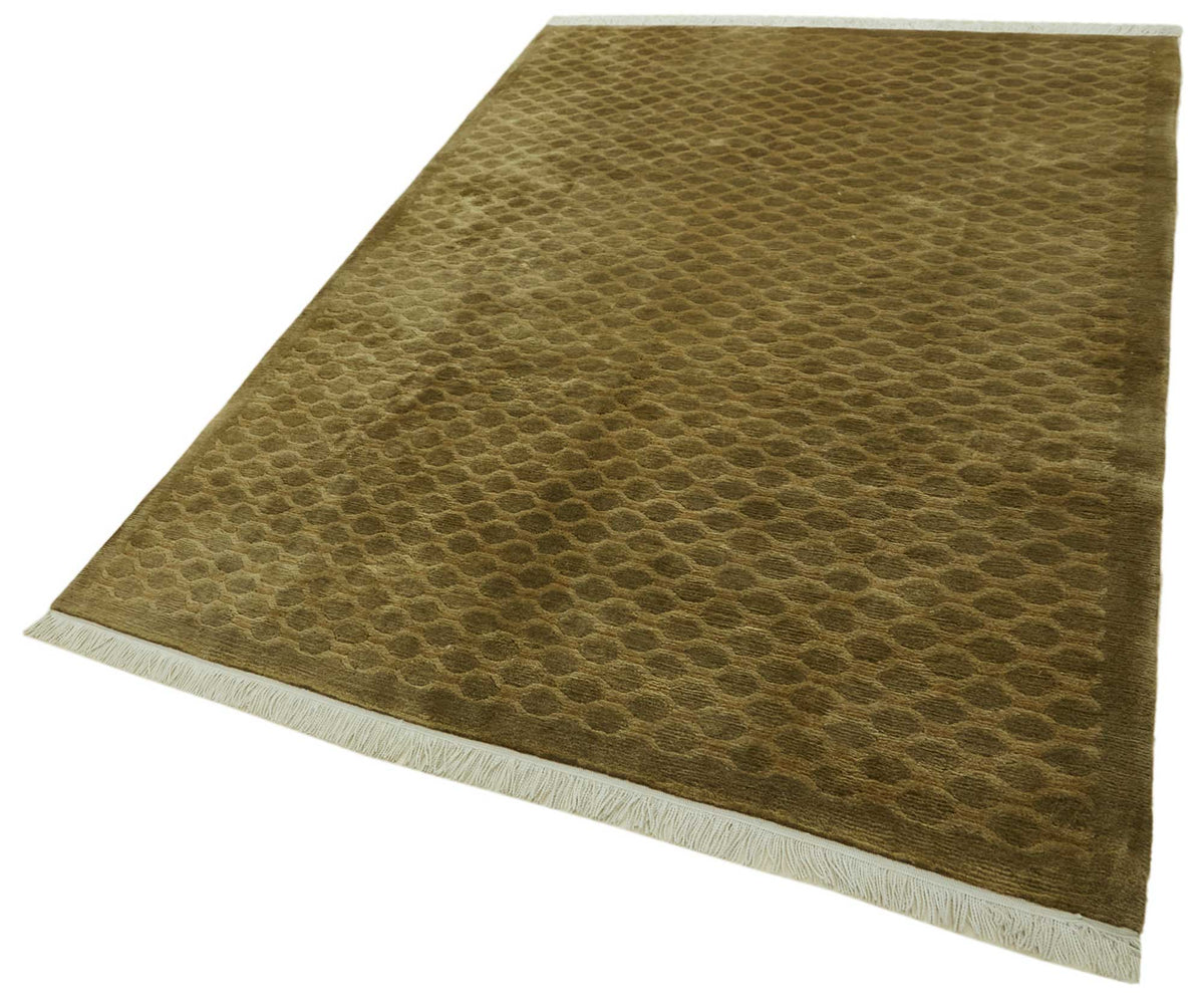 Komve Geometrik Desenli Kahverengi ve Bej Modern Halı 182x278 cm – doku yakın çekim