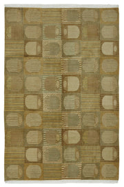 Komve Kahverengi Bej Geometrik Modern El Dokuma Halı 180x270 cm