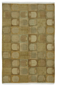 Komve Kahverengi Bej Geometrik Modern El Dokuma Halı 180x270 cm