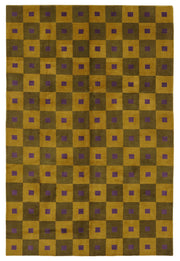 Komve Dokuma Modern Hardal Sarısı Geometrik Desenli Halı 181x275 cm