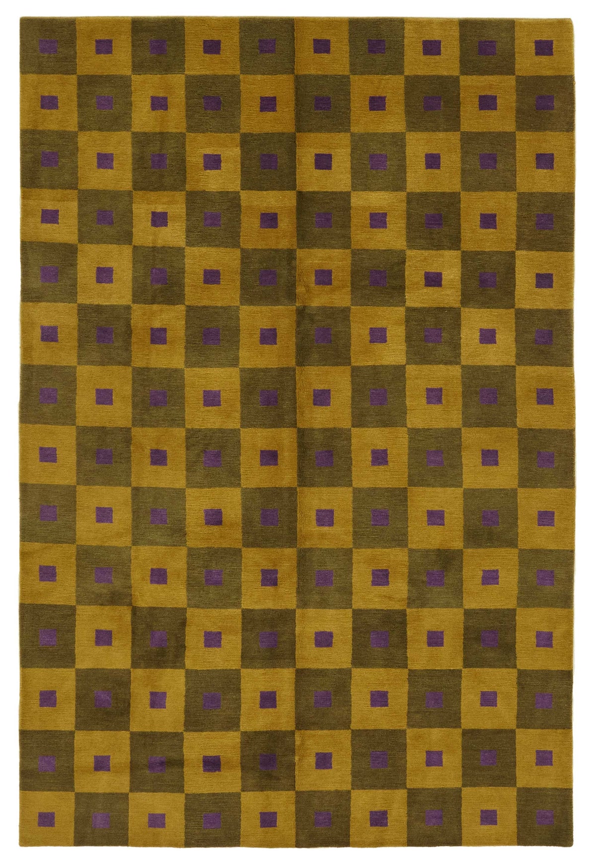 Komve Dokuma Modern Hardal Sarısı Geometrik Desenli Halı 181x275 cm