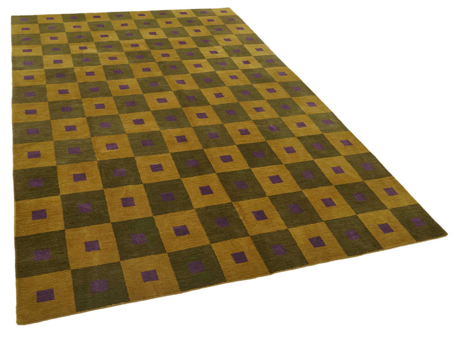 Komve Dokuma Modern Hardal Sarısı Geometrik Desenli Halı 181x275 cm – genel görünüm