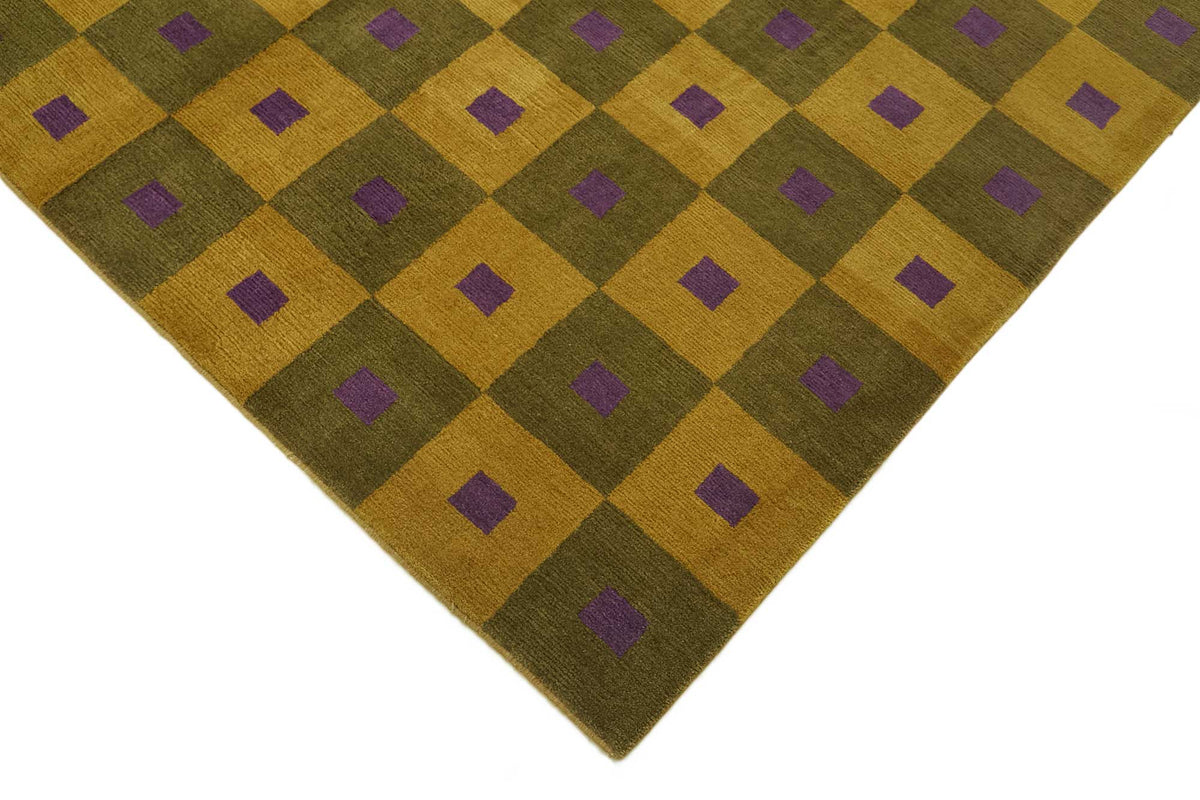 Komve Dokuma Modern Hardal Sarısı Geometrik Desenli Halı 181x275 cm – detay görünümü