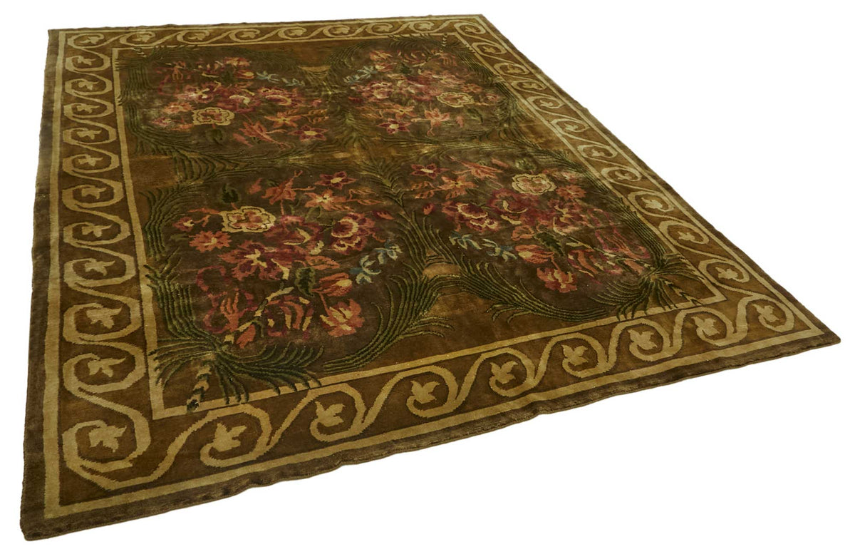 Komve Kahverengi Çiçekli Klasik El Dokuma Halı 235x290 cm – genel görünüm