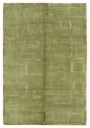 Komve Modern Uşak Halı Yeşil ve Bej Geometrik Desenli 183x273 cm