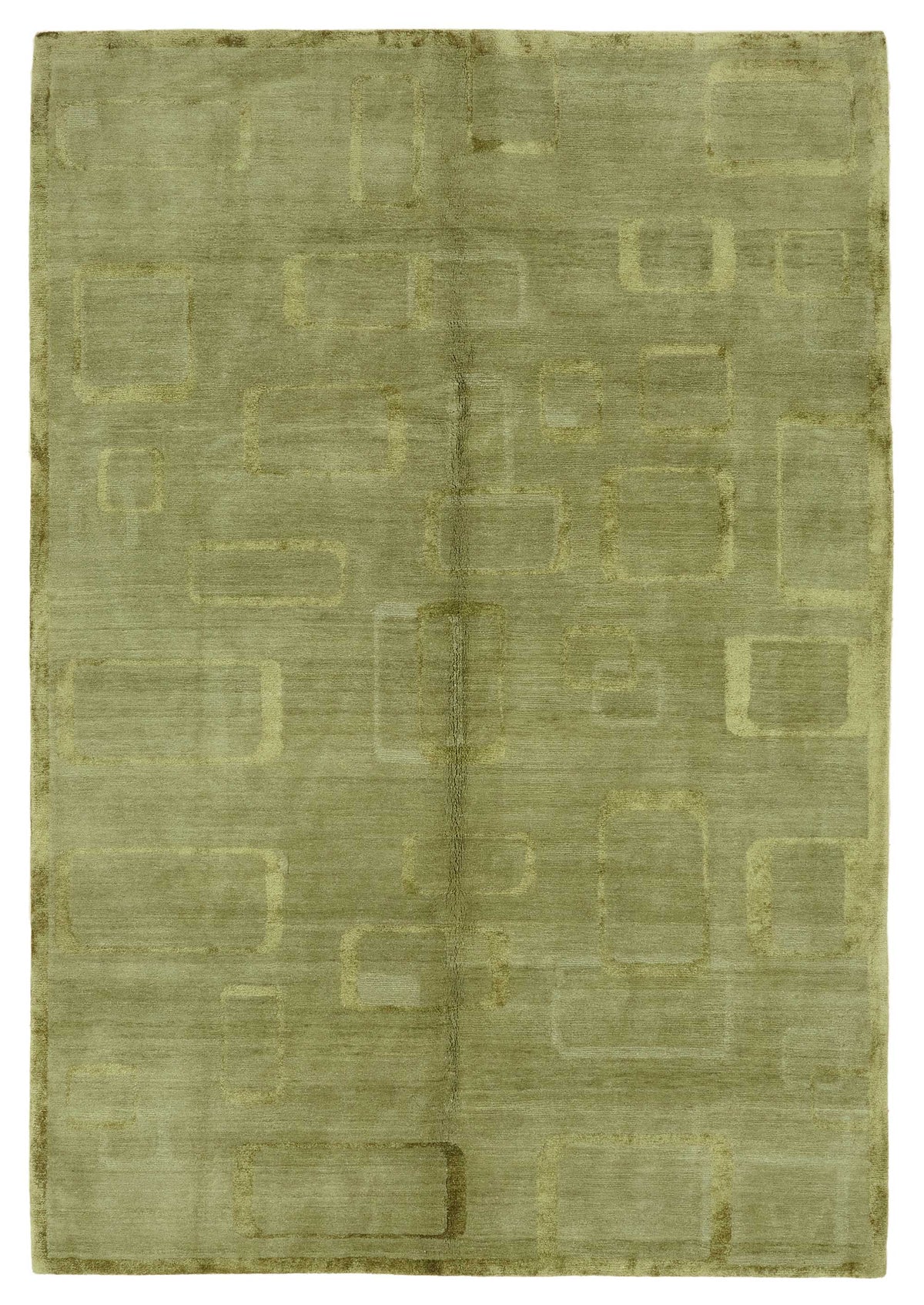 Komve Modern Uşak Halı Yeşil ve Bej Geometrik Desenli 183x273 cm