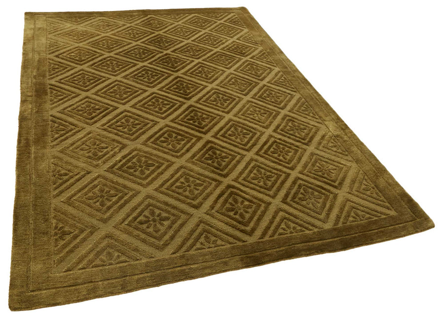 Komve Kahverengi Halı Altın Kabartmalı Geometrik Desenli 180x265 cm – genel görünüm