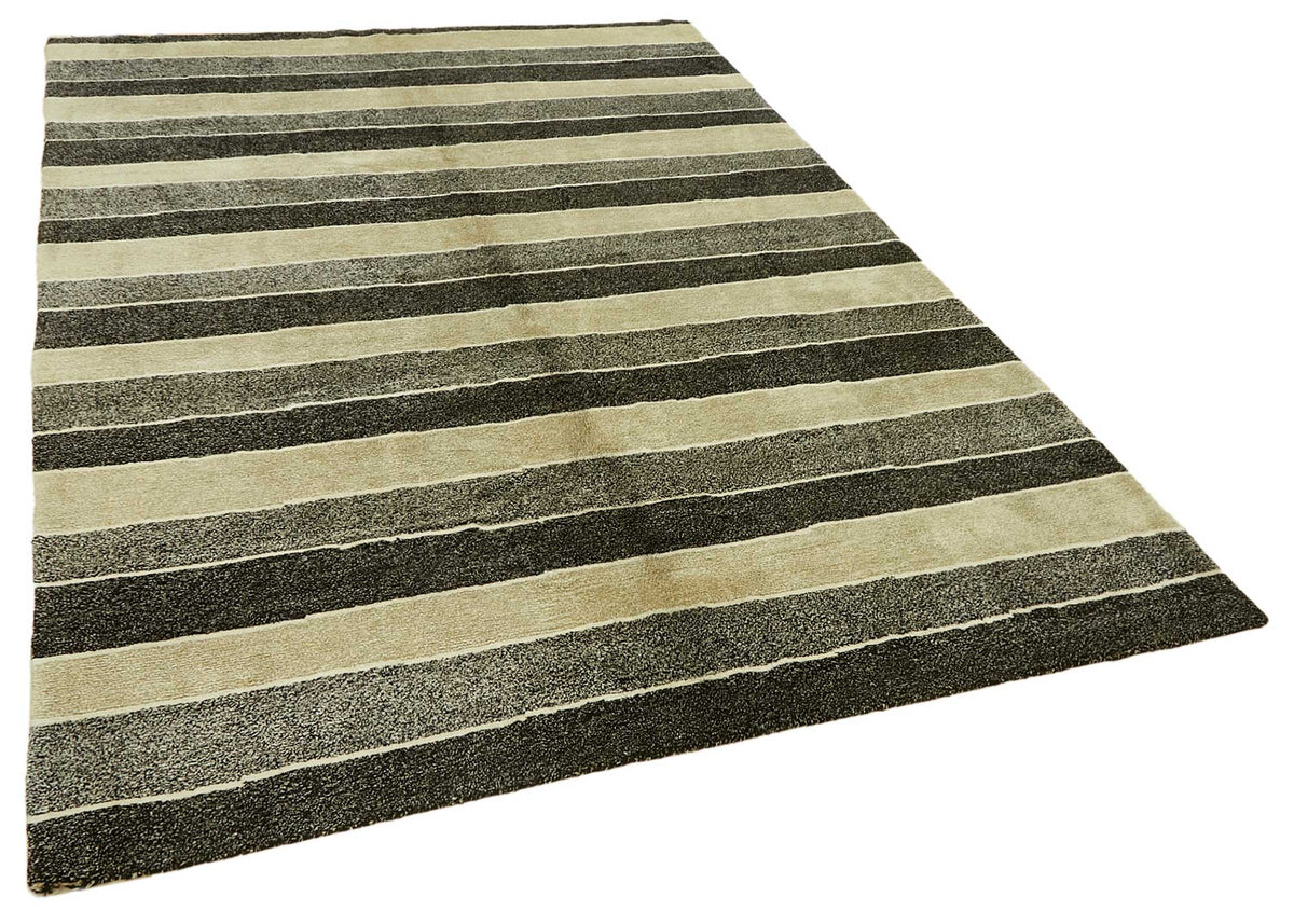 Komve Gri Çizgili Modern El Dokuma Halı 183x265 cm – genel görünüm