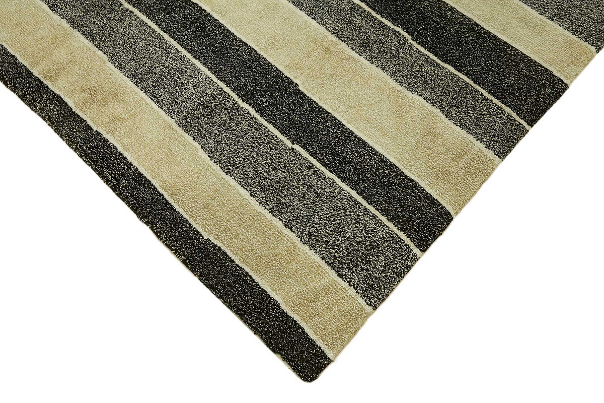 Komve Gri Çizgili Modern El Dokuma Halı 183x265 cm – detay görünümü