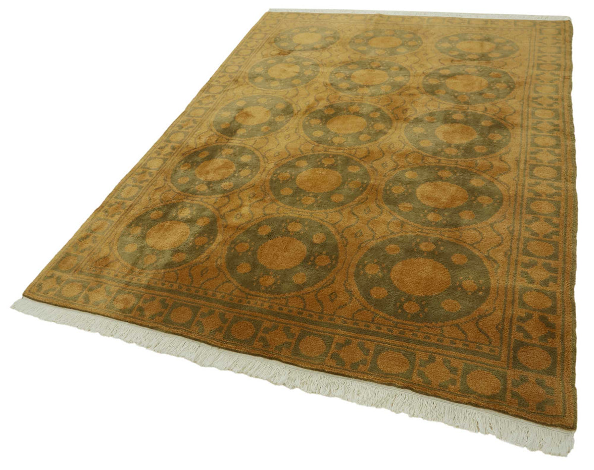 Komve Taba Gri Geometrik Desenli Klasik El Dokuma Halı 182x260 cm – doku yakın çekim