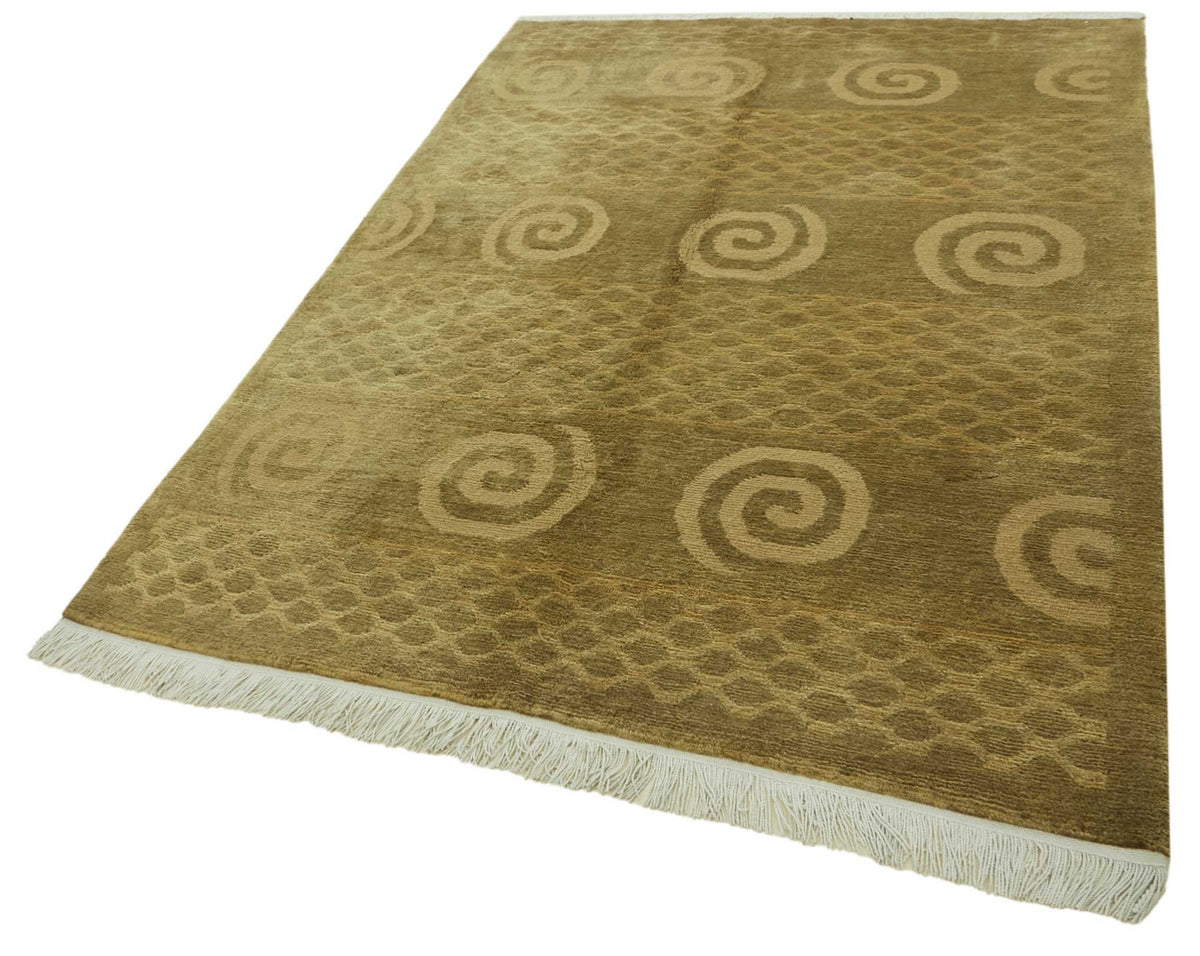Komve Düz Kahverengi Halı Modern Geometrik Desenli 184x286 cm – doku yakın çekim