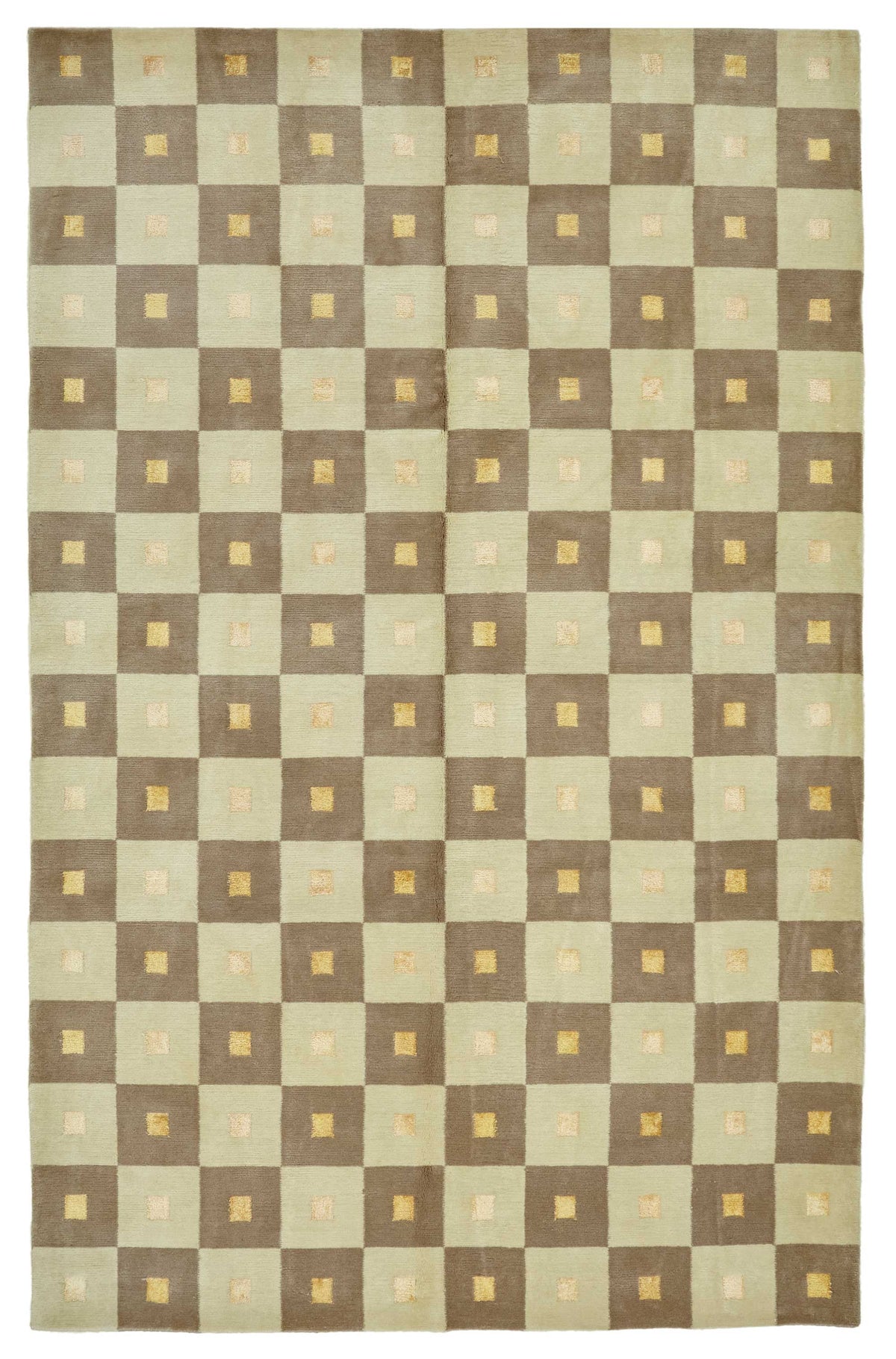 Komve Uşak El Dokuma Bej Kahverengi Geometrik Halı 176x278 cm 47589