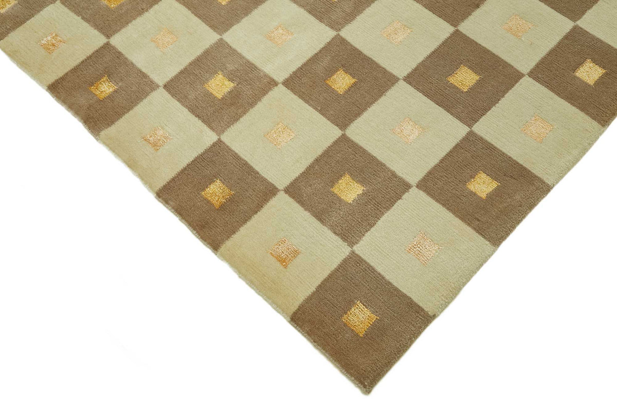 Komve Uşak El Dokuma Bej Kahverengi Geometrik Halı 176x278 cm 47589 – detay görünümü