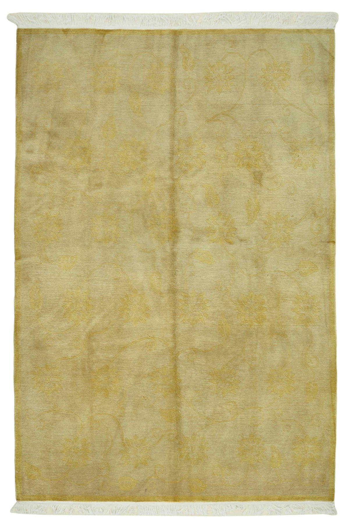 Komve Sarı Bej Çiçek Desenli 10-20 Yıllık El Dokuma Halı 170x256 cm