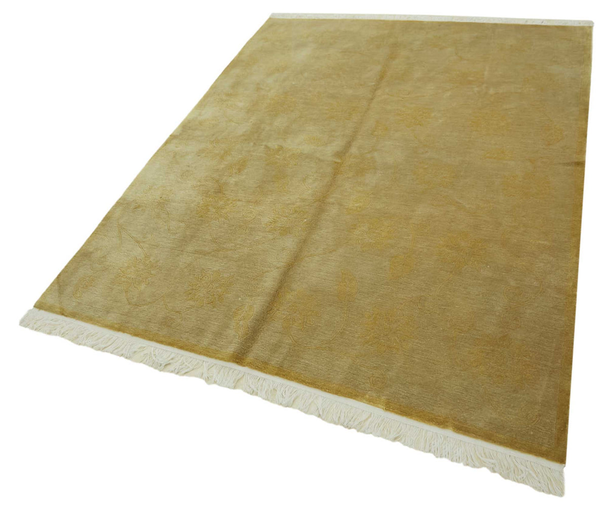 Komve Sarı Bej Çiçek Desenli 10-20 Yıllık El Dokuma Halı 170x256 cm – doku yakın çekim