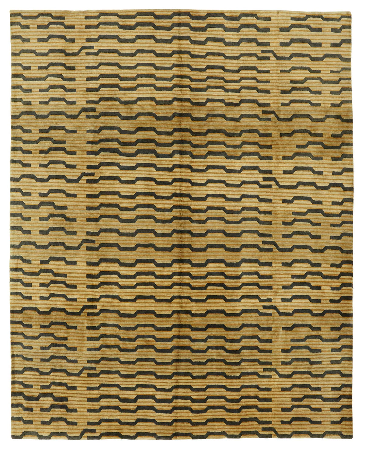 Komve Bej Antrasit Geometrik Desenli Modern El Dokuma Halı 243x302 cm