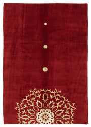 Komve Kırmızı Bej Geometrik Desenli Modern El Dokuma Halı 182x267 cm