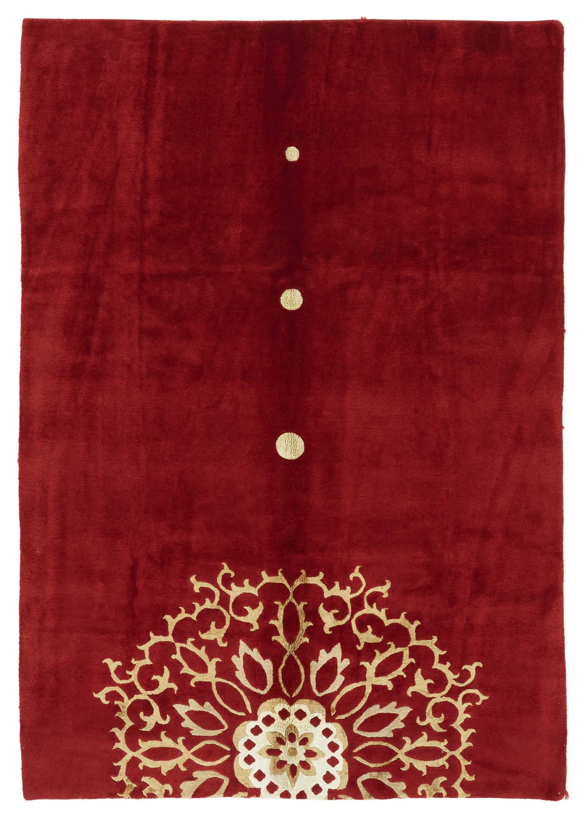 Komve Kırmızı Bej Geometrik Desenli Modern El Dokuma Halı 182x267 cm