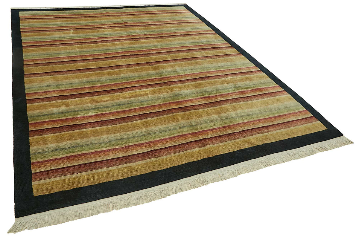 Komve Sarı Lacivert Çizgili Modern El Dokuma Halı 244x308 cm – genel görünüm