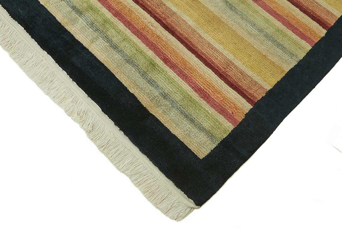 Komve Sarı Lacivert Çizgili Modern El Dokuma Halı 244x308 cm – detay görünümü