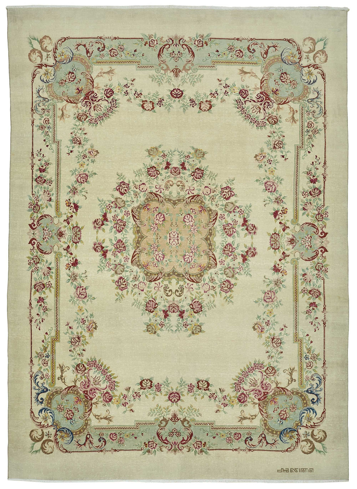 Rusvo Vintage Düz Pembe ve Bej Tonlarında Büyük Halı 286x400 cm