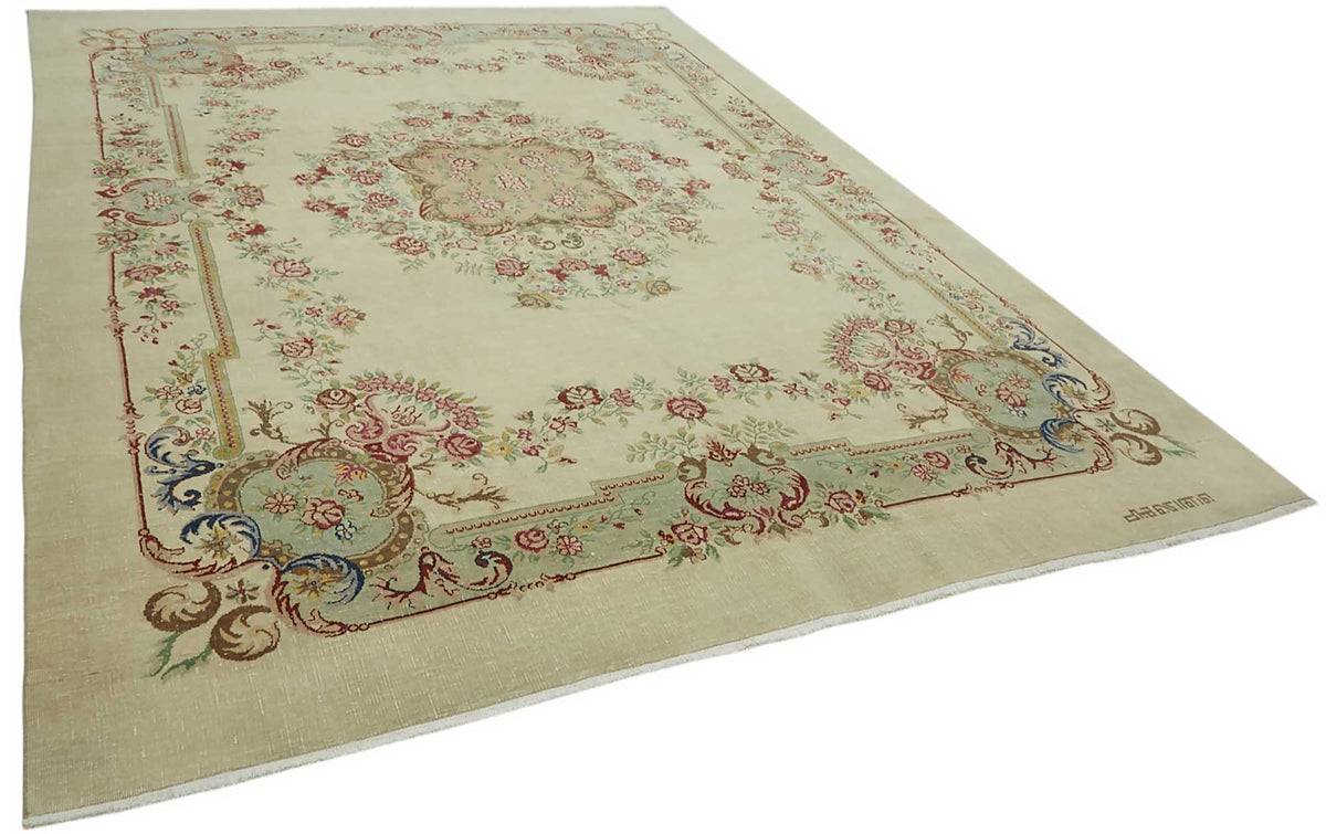 Rusvo Vintage Düz Pembe ve Bej Tonlarında Büyük Halı 286x400 cm – genel görünüm