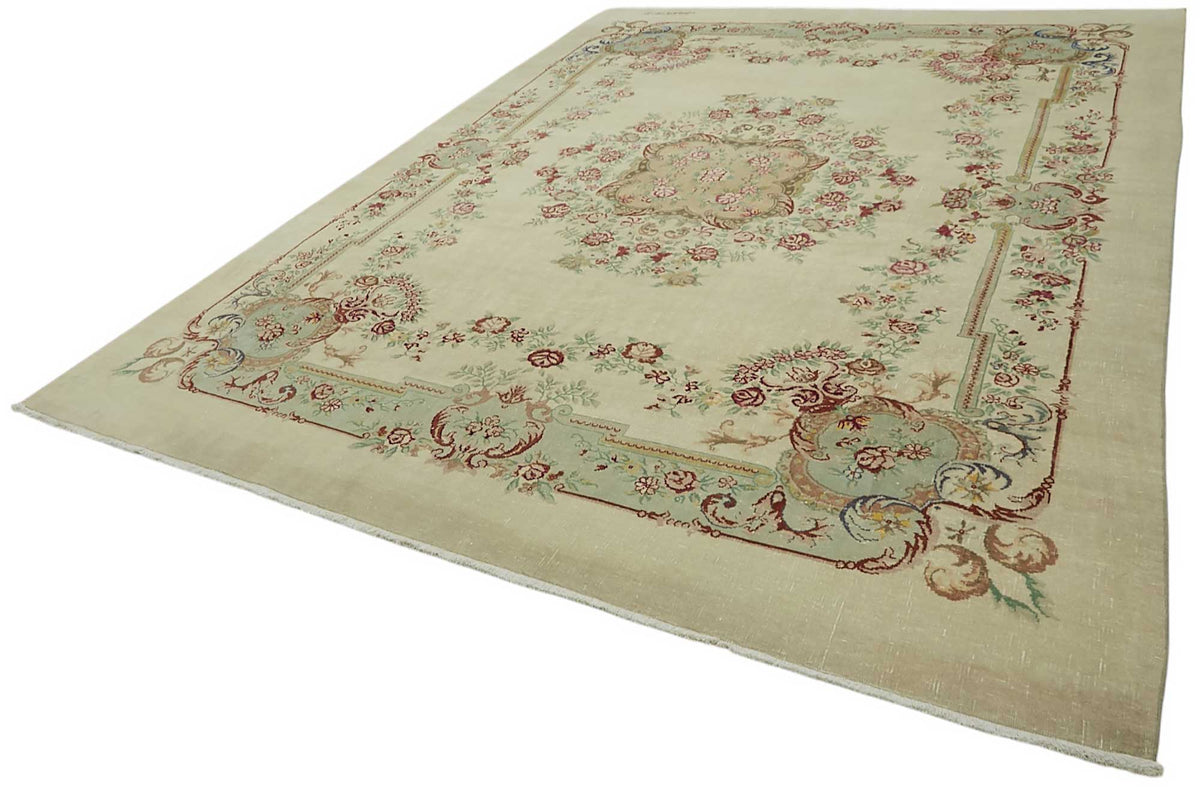 Rusvo Vintage Düz Pembe ve Bej Tonlarında Büyük Halı 286x400 cm – doku yakın çekim