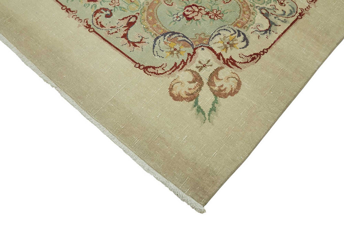 Rusvo Vintage Düz Pembe ve Bej Tonlarında Büyük Halı 286x400 cm – detay görünümü