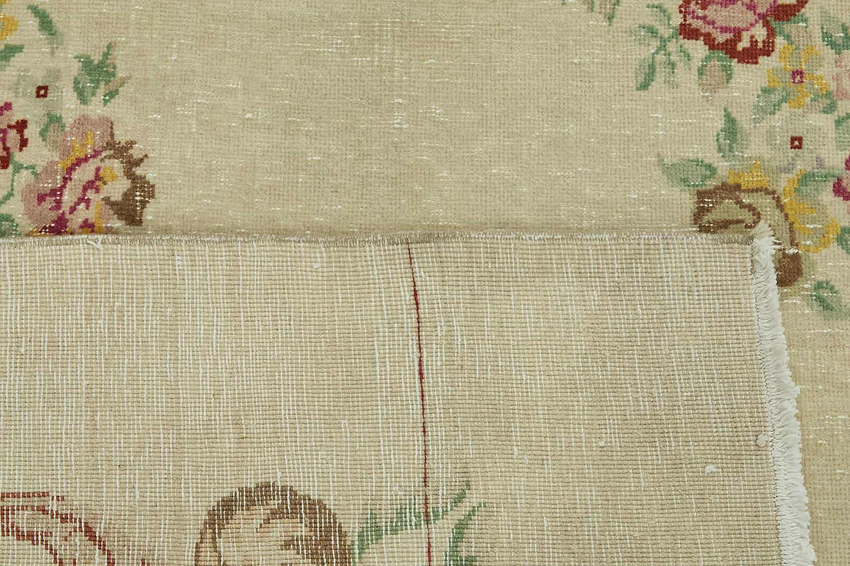 Rusvo Vintage Düz Pembe ve Bej Tonlarında Büyük Halı 286x400 cm – arka yüz görünümü