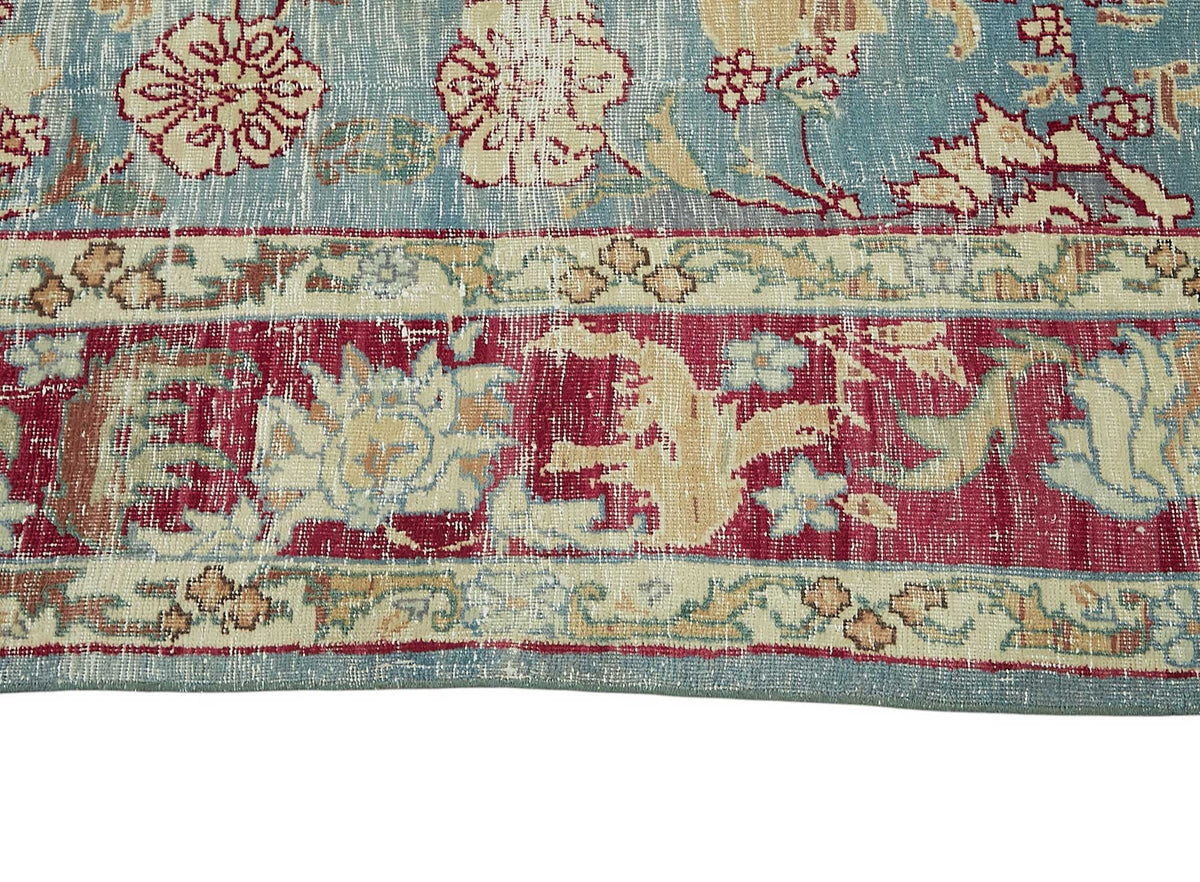 Rusvo Çiçek Desenli Mavi ve Bordo Vintage Halı 236x360 cm 47674 – farklı açı