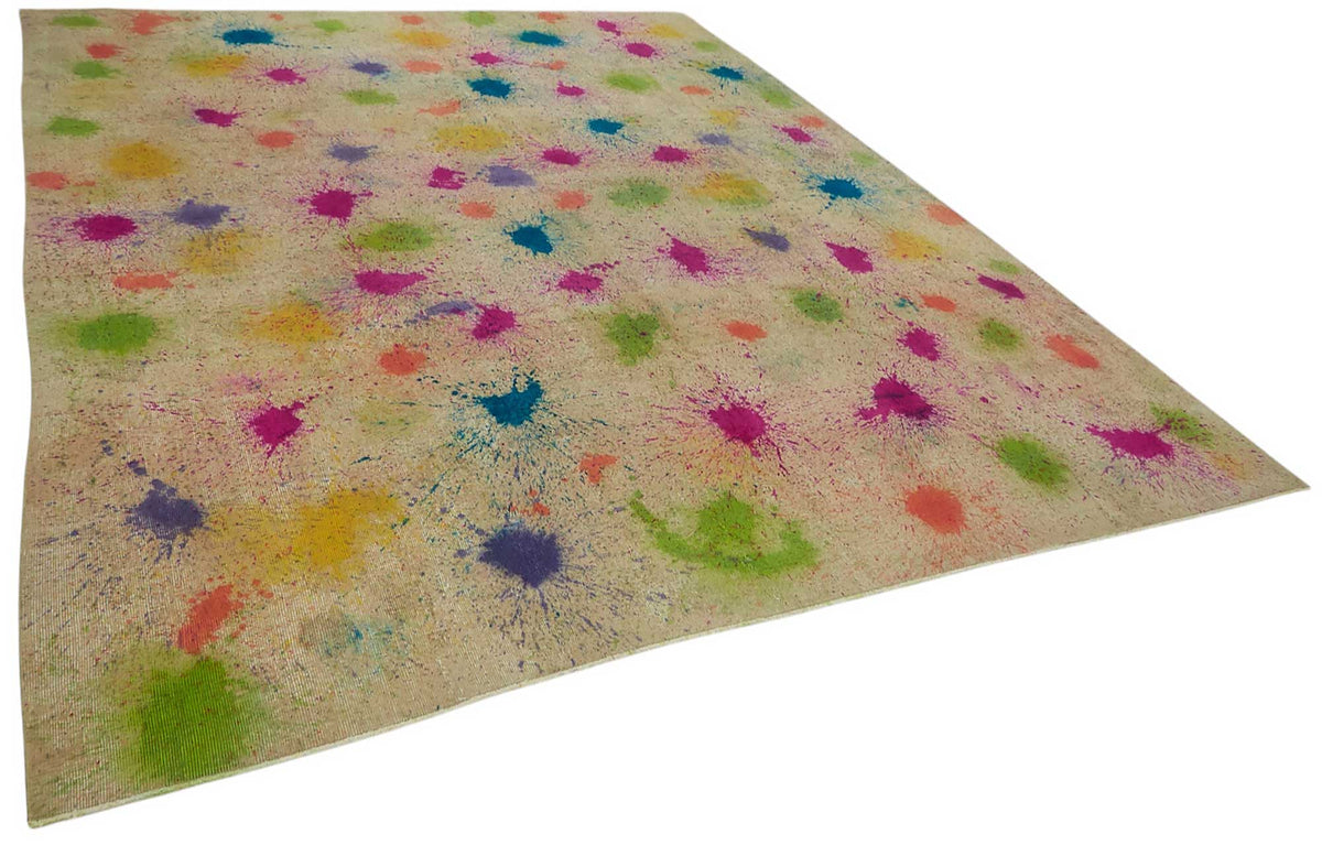 Rusvo Bej Soyut Desenli Çok Renkli Vintage Halı 300x376 cm – genel görünüm