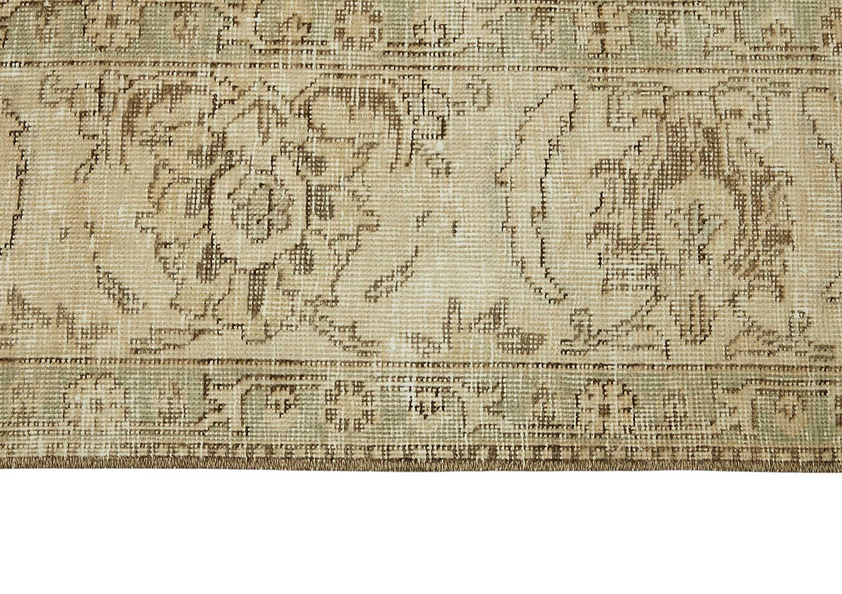 Rusvo Çiçek Desenli Bej ve Kahverengi Vintage El Dokuma Halı 227x328 cm – farklı açı