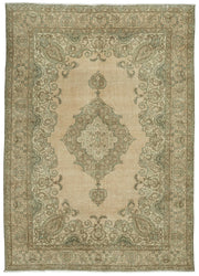 Rusvo Bej Gri Madalyon Klasik El Dokuma Halı 255x362 cm