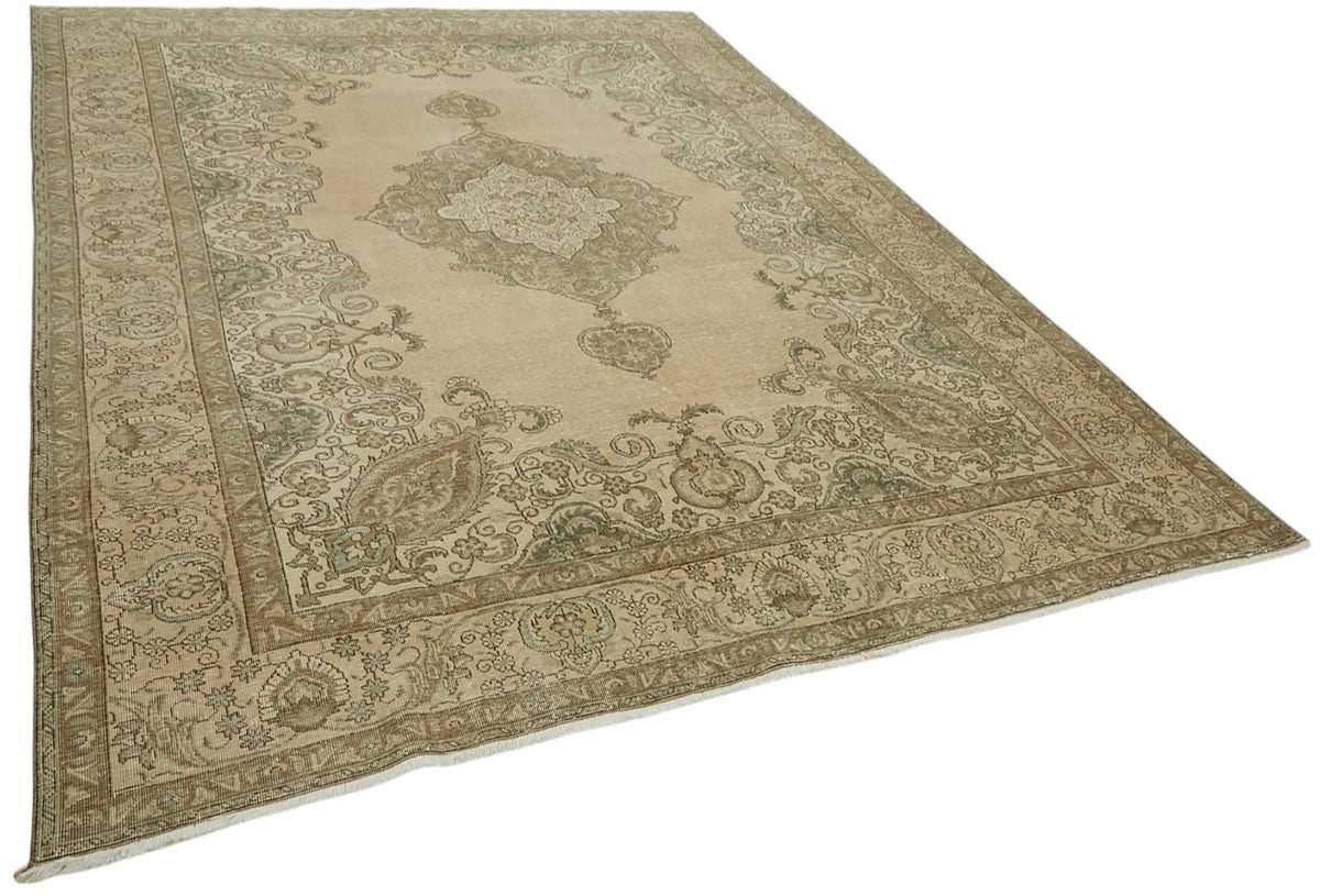 Rusvo Bej Gri Madalyon Klasik El Dokuma Halı 255x362 cm – genel görünüm