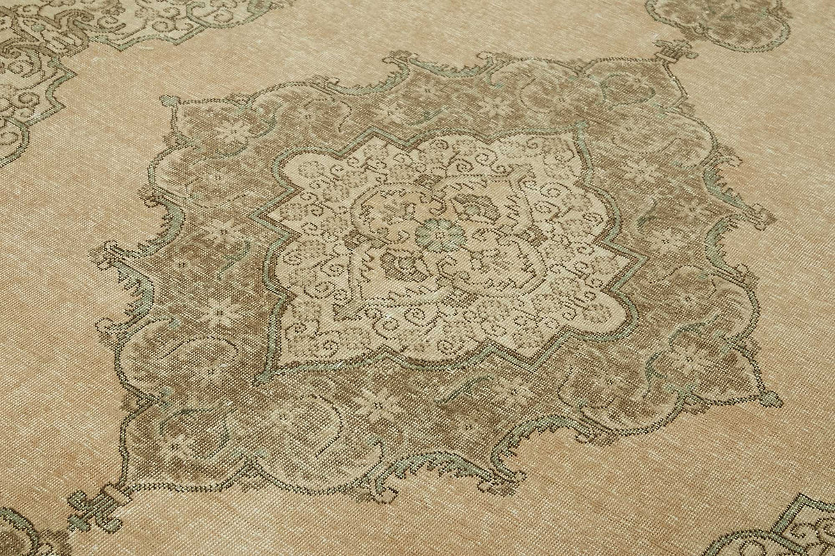 Rusvo Bej Gri Madalyon Klasik El Dokuma Halı 255x362 cm – mekânda kullanım
