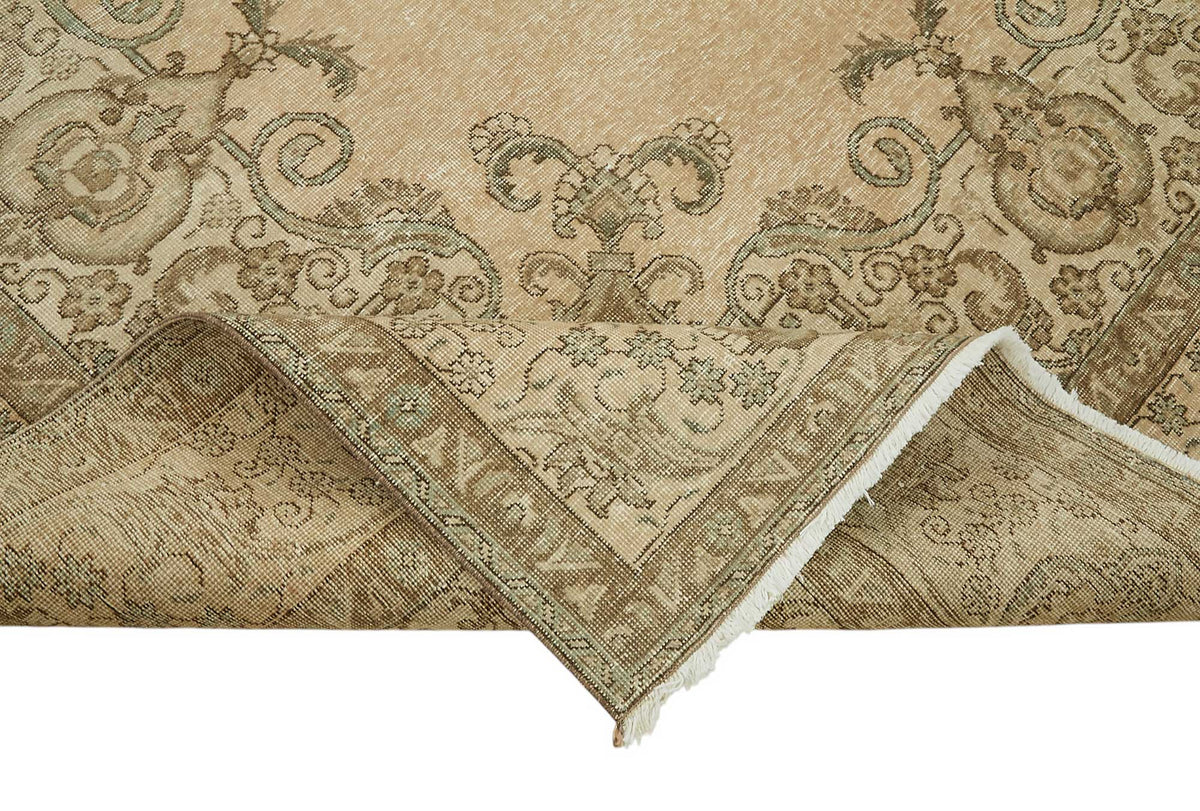 Rusvo Bej Gri Madalyon Klasik El Dokuma Halı 255x362 cm – kenar detayı