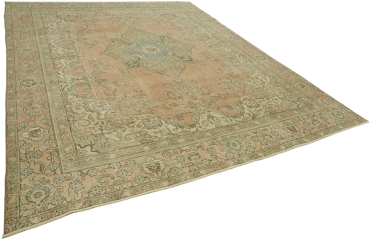 Rusvo Pembe Madalyon Desenli Yün ve Pamuk Dokuma Halı 288x385 cm – genel görünüm
