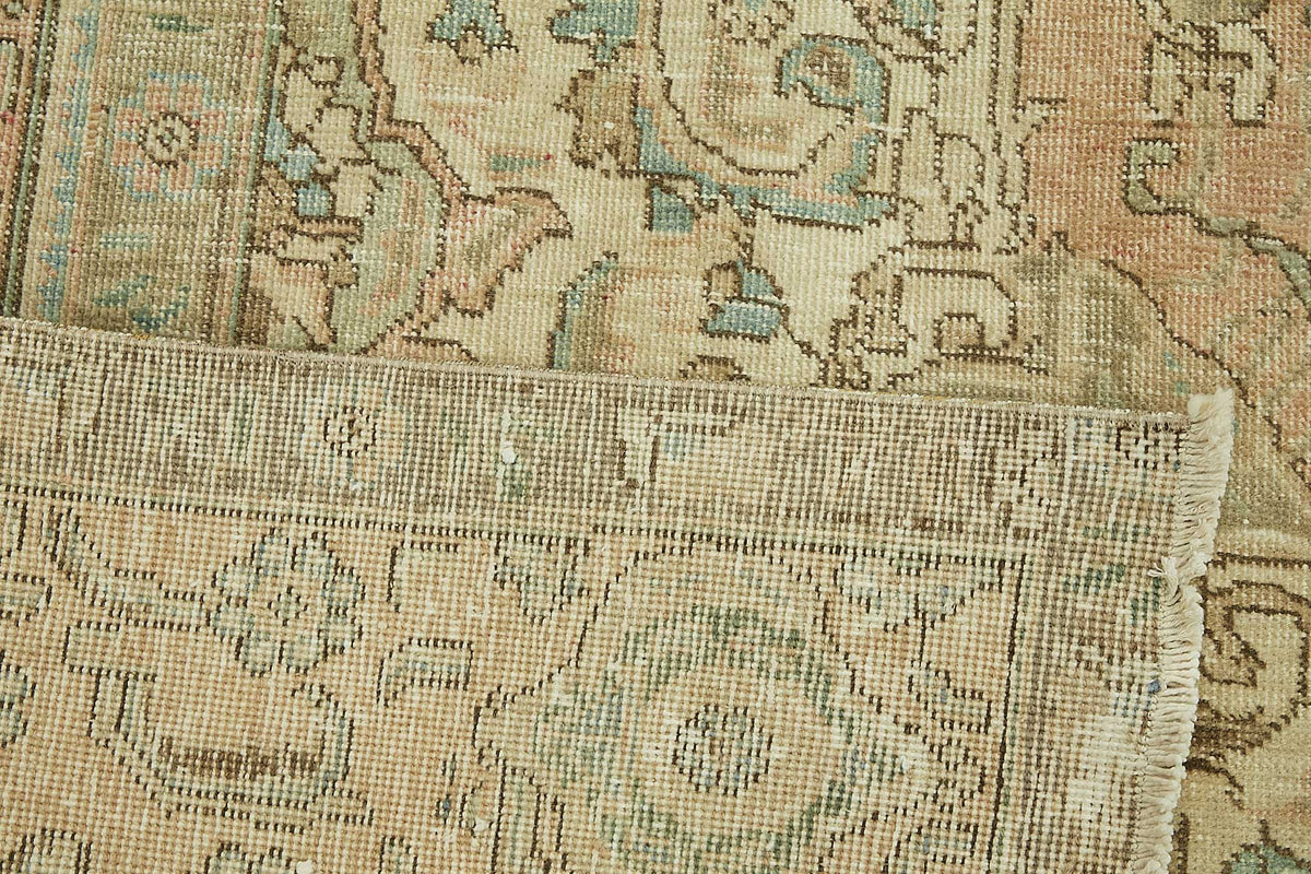 Rusvo Pembe Madalyon Desenli Yün ve Pamuk Dokuma Halı 288x385 cm – arka yüz görünümü