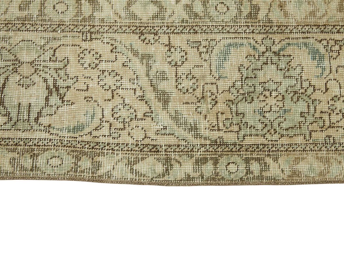 Rusvo Bej Madalyon Desenli Yün El Dokuma Vintage Halı 293x388 cm – farklı açı